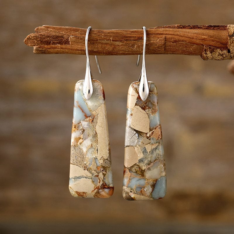 Yellow/Silver / One Size Copper Natural Stone Earrings