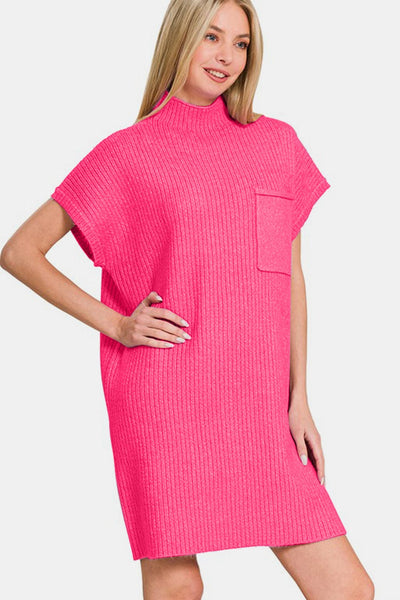 Zenana Short Sleeve Sweater Mini Dress