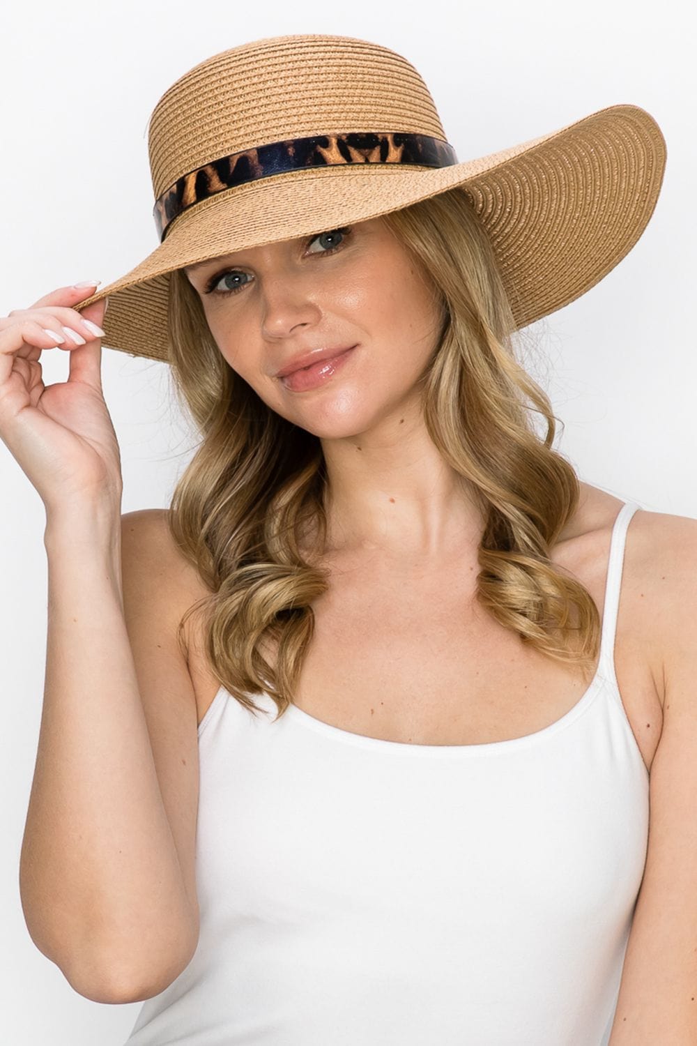 Beige / One Size Justin Taylor Printed Belt Sunhat in Beige