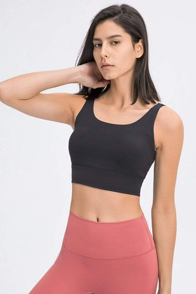 Scoop Neck and Back Sports Bra Black / 4