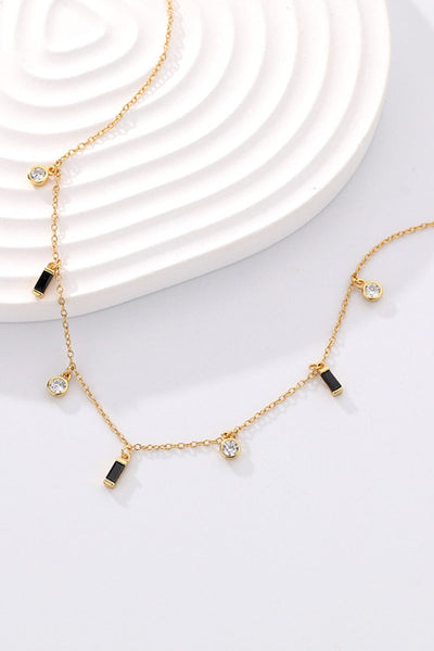 Black / One Size 18K Gold Plated Multi-Charm Chain Necklace