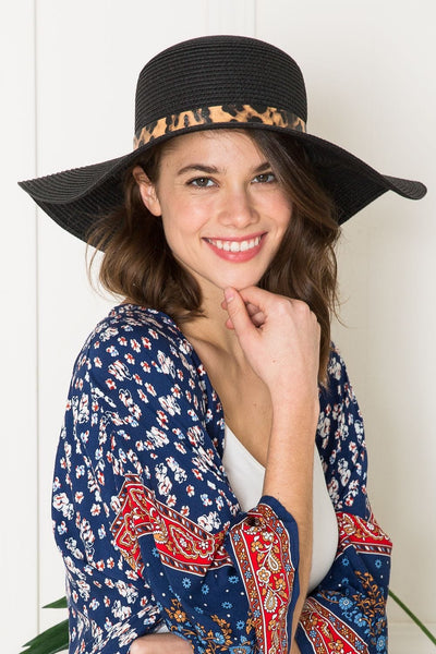 Black / One Size Justin Taylor Printed Belt Sunhat in Black