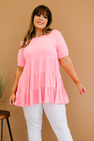 Bright Pink / S Zenana Tiered and True Full Size Run Tiered Babydoll Tunic