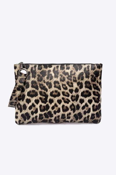 Brown Leopard / One Size Leopard PU Leather Clutch