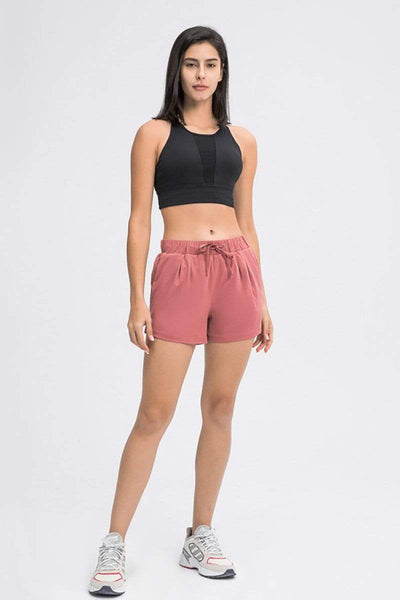 Banded Waist Active Shorts With Pockets Coral / 4