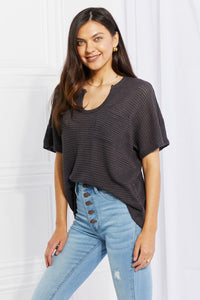 Dark Gray / S Zenana Full Size Spring It On Keyhole Jacquard Sweater in Gray