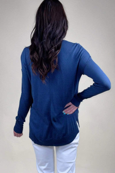 Front Seam High-Low Sweater