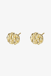 Gold / One Size 925 Sterling Silver Woven Stud Earrings