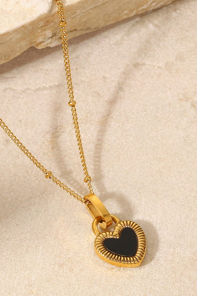 Gold / One Size Contrast Heart Pendant Necklace
