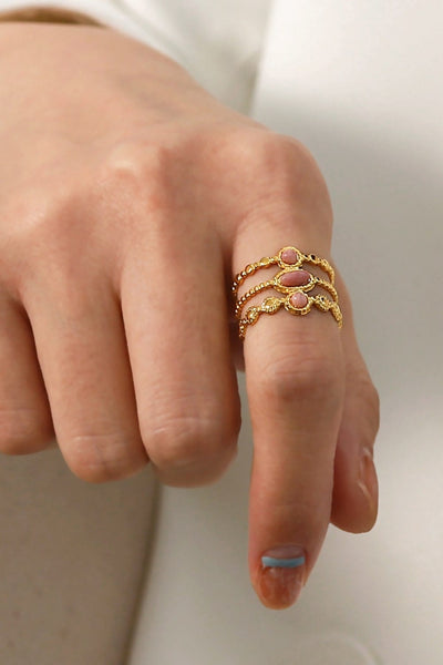 Gold / One Size Triple-Layered Stainless Steel Open Ring