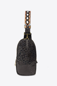Gray/Black / One Size Printed PU Leather Sling Bag