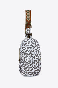 Gray Leopard / One Size Printed PU Leather Sling Bag