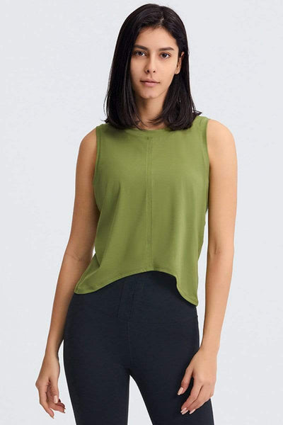 Curved Hem Active Tank Green / 4