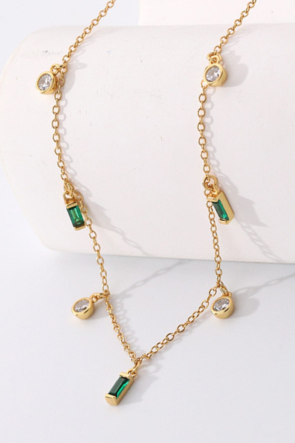 Green / One Size 18K Gold Plated Multi-Charm Chain Necklace