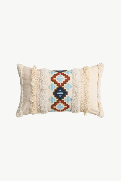 Lumbar Pillow / One Size Embroidered Fringe Detail Decorative Throw Pillow Case
