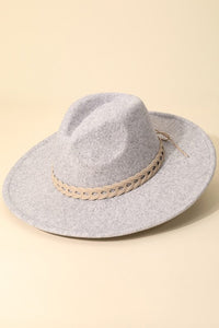 Mid Gray / One Size Woven Together Braided Strap Fedora