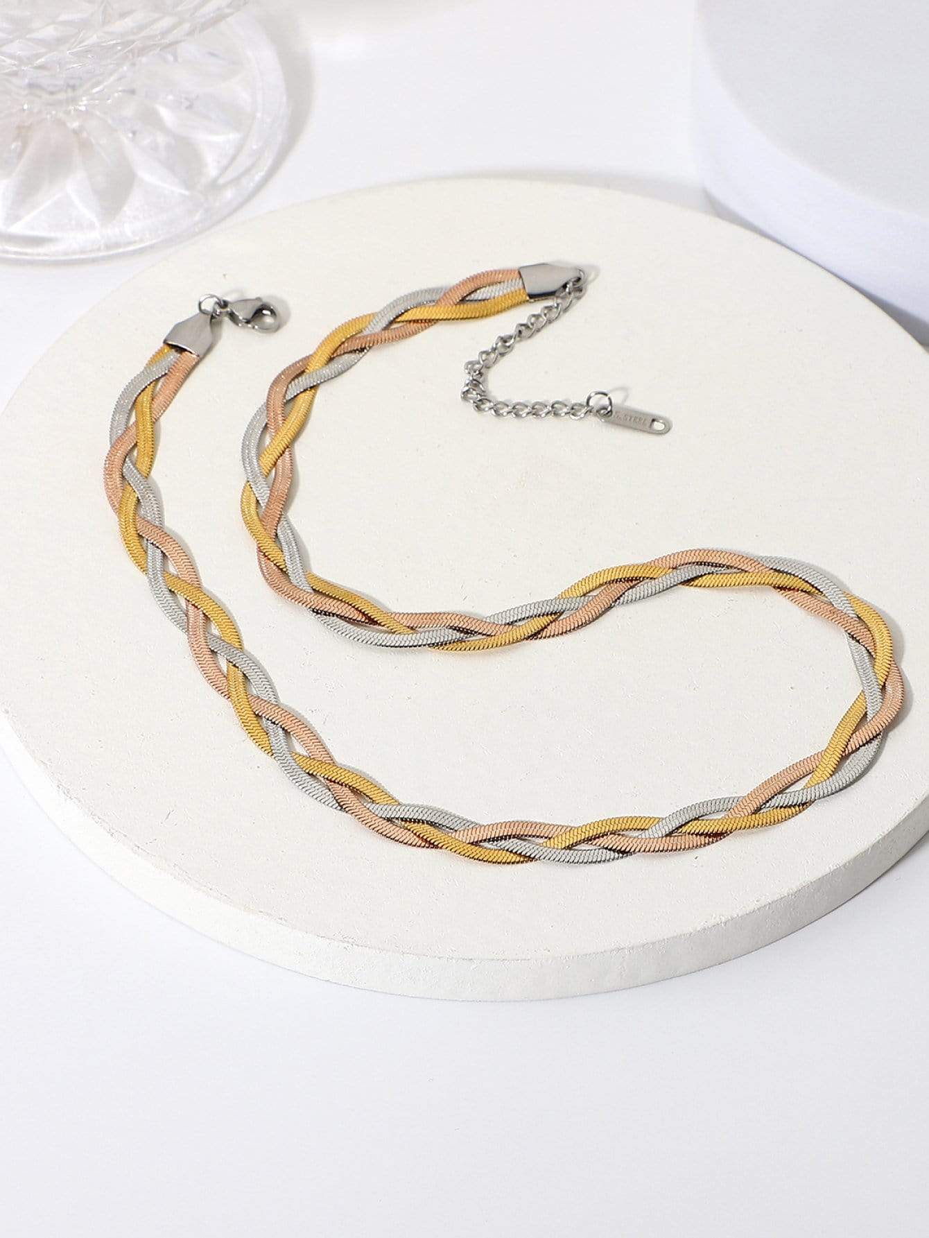 Multicolor / One Size Tricolor Braided Snake Chain Necklace