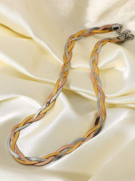 Multicolor / One Size Tricolor Braided Snake Chain Necklace