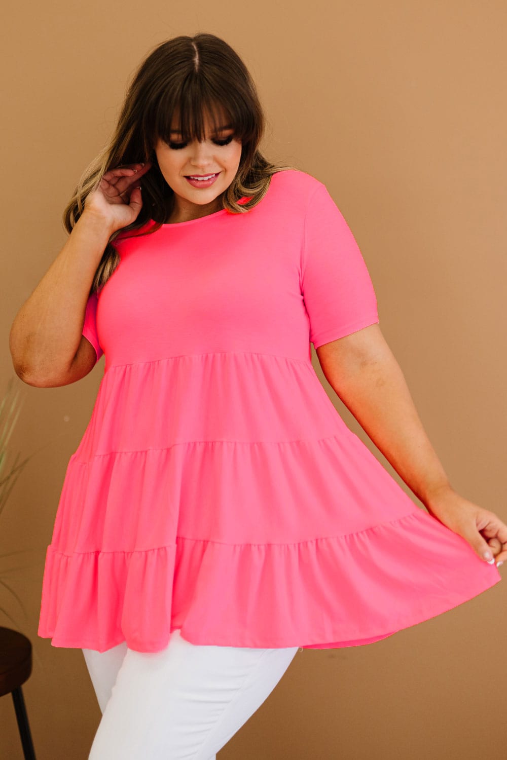 N Coral Pink / S Zenana Tiered and True Full Size Run Tiered Babydoll Tunic