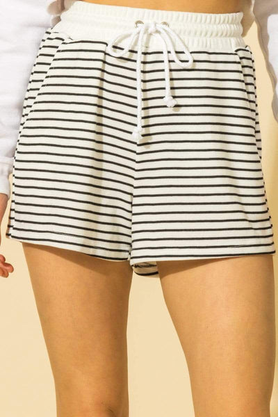 Striped Drawstring Shorts Off White / S