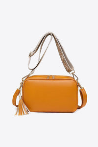 Orange / One Size PU Leather Tassel Crossbody Bag