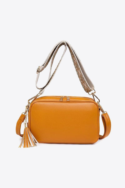 Orange / One Size PU Leather Tassel Crossbody Bag