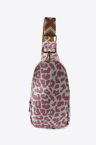 Pink Leopard / One Size Printed PU Leather Sling Bag