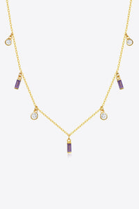 Purple / One Size 18K Gold Plated Multi-Charm Chain Necklace