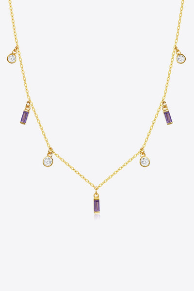 Purple / One Size 18K Gold Plated Multi-Charm Chain Necklace