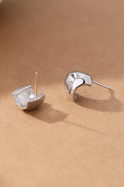 Silver / One Size Minimalist C-Hoop Earrings