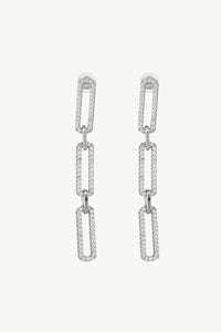 Silver / One Size Rhinestone Chunky Chain Drop Earrings