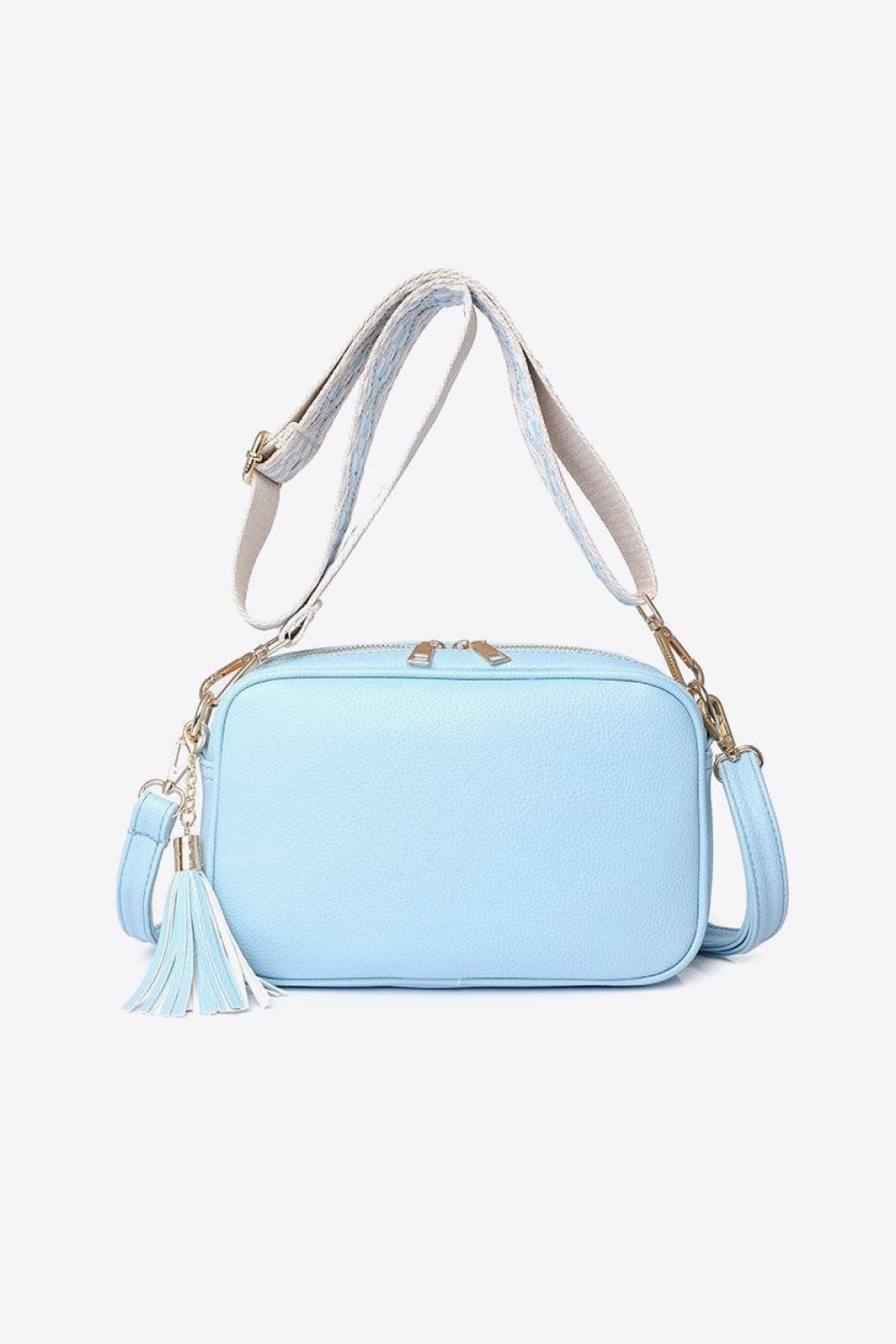 Sky Blue / One Size PU Leather Tassel Crossbody Bag