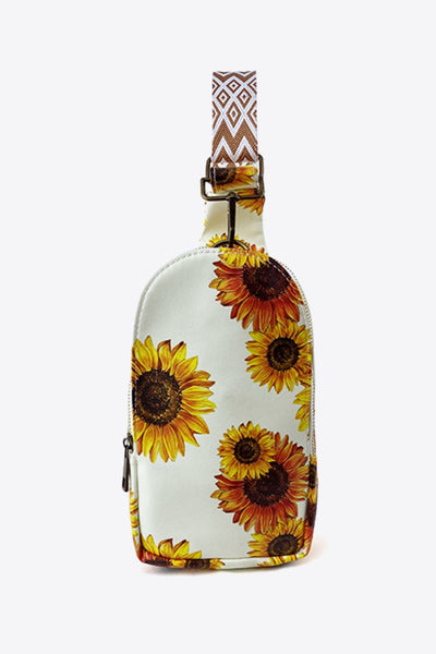 Sunflowers / One Size Printed PU Leather Sling Bag