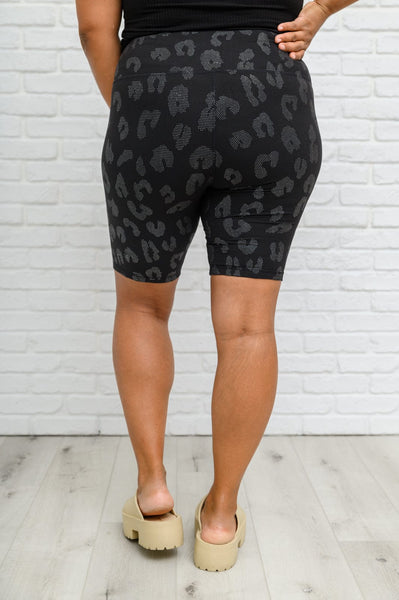 Womens Doorbuster: Animal Print Biker Shorts In Black