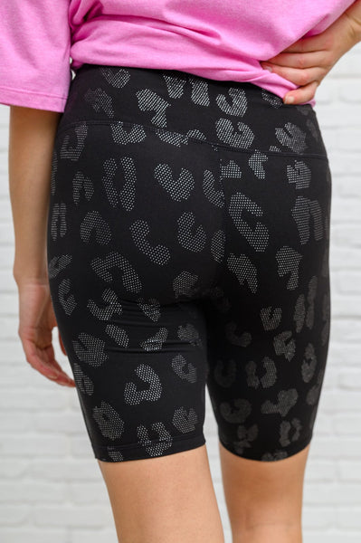 Womens Doorbuster: Animal Print Biker Shorts In Black