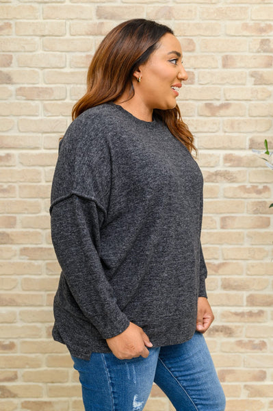 Womens Doorbuster: Brushed Drop Shoulder Sweater In Black