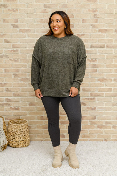 Womens Doorbuster: Brushed Drop Shoulder Sweater In Olive