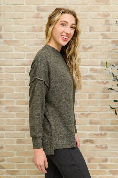 Womens Doorbuster: Brushed Drop Shoulder Sweater In Olive