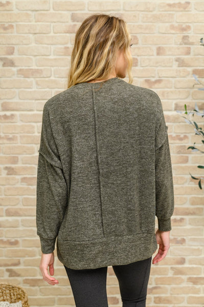 Womens Doorbuster: Brushed Drop Shoulder Sweater In Olive