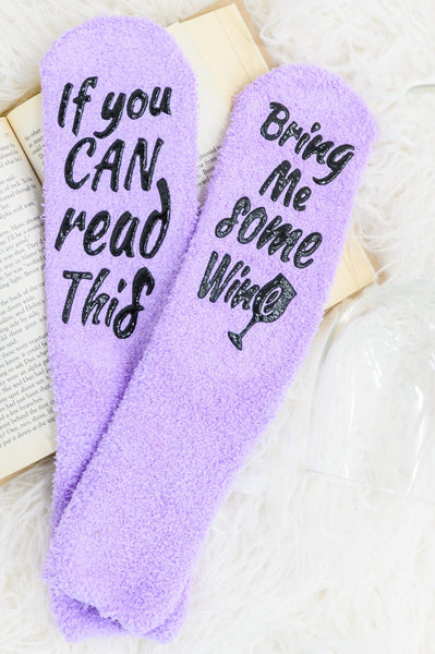 OS Womens Bring Me Some Wine Socks in Purple